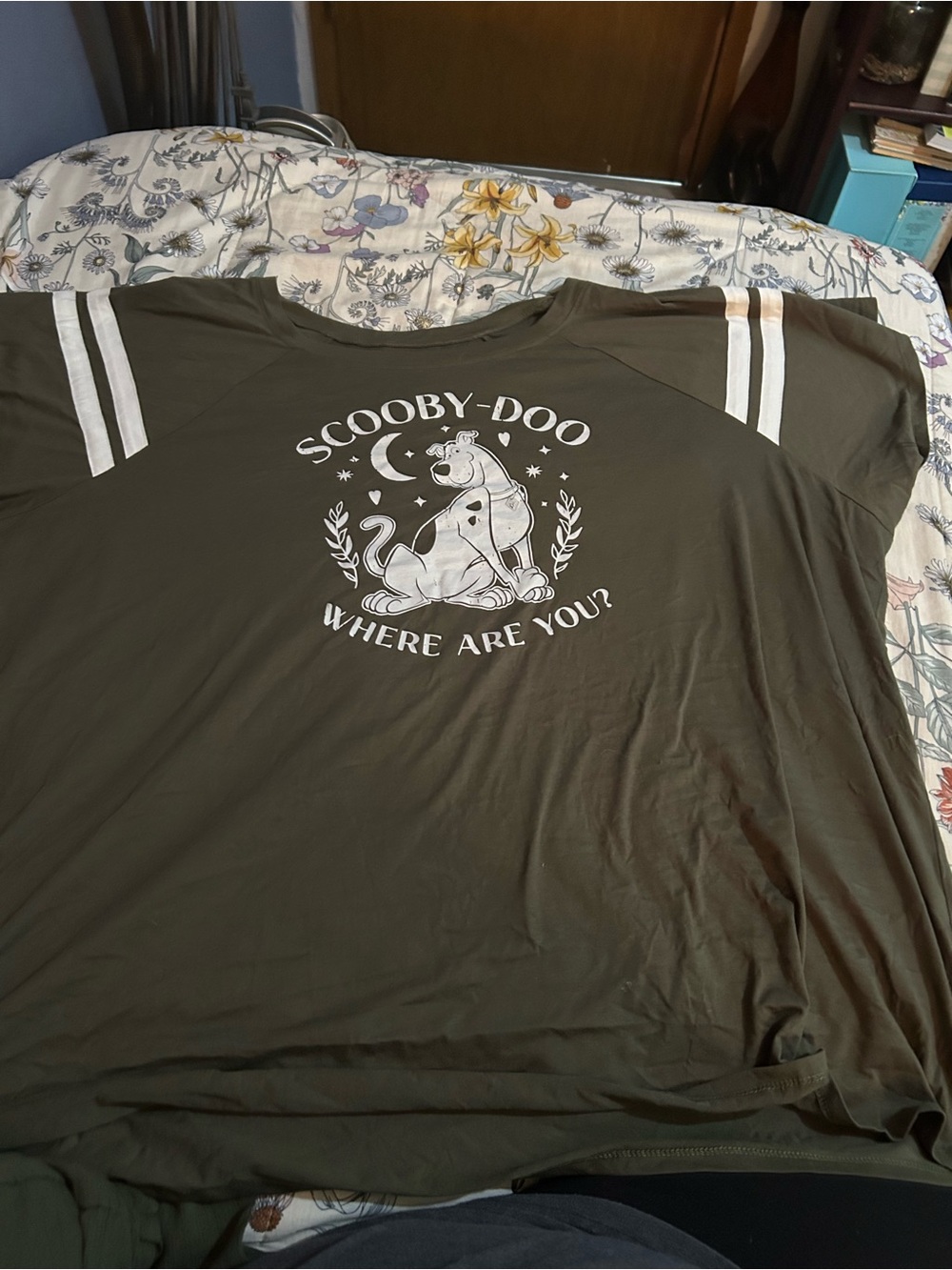 torrid Olive Green Scooby-Doo Graphic Tee with White Stripes